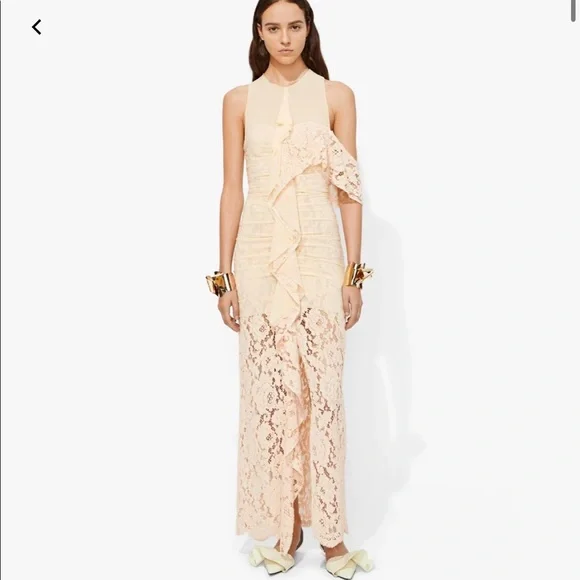 chinese dress ladies Proenza Schouler Nude Corded Lace Ruffle Dress 4 NWT – The Closet New York